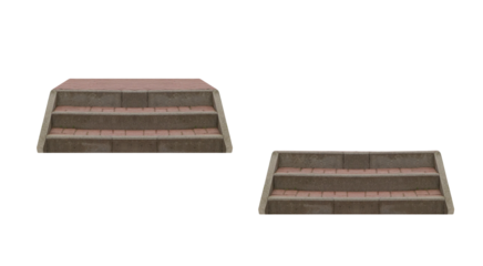 Stairs made of cobblestones leading upstairs. On isolated transparent background.