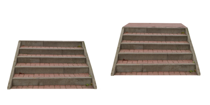 Stairs made of cobblestones leading upstairs. On isolated transparent background.