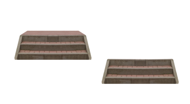 Stairs made of cobblestones leading upstairs. On isolated transparent background.