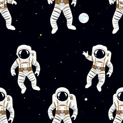 Astronaut Seamless Pattern Space Exploration Design.