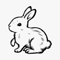 Hand-drawn bunny outline vector art illustration