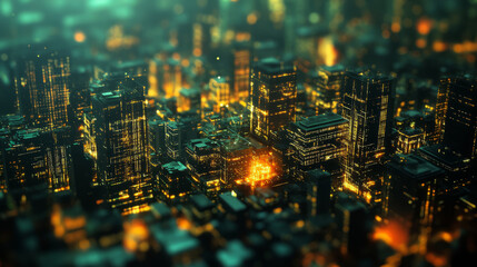 5G technology represented by a dense urban area with high-speed connectivity visualized through data streams