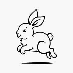 Hand-drawn bunny outline vector art illustration