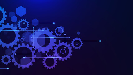 Gear element and cogs wheel mechanism. Abstract high digital technology and engineering concept background