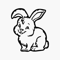 Hand-drawn bunny outline vector art illustration