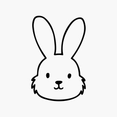 Hand-drawn bunny outline vector art illustration