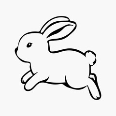 Hand-drawn bunny outline vector art illustration