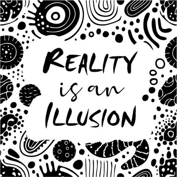 Dicton Expression Pens&eacute;e au-dessus de la Mati&egrave;re en Anglais - Lettrage entour&eacute; de Gribouillis abstraits - Vecteur