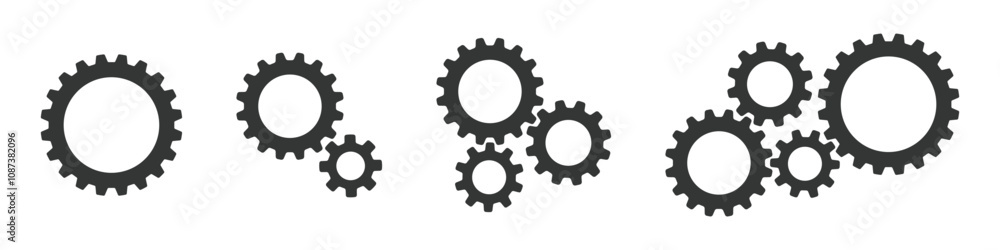 Poster gear icon vector graphic design set isolated in transparent background. settings symbol vector silho