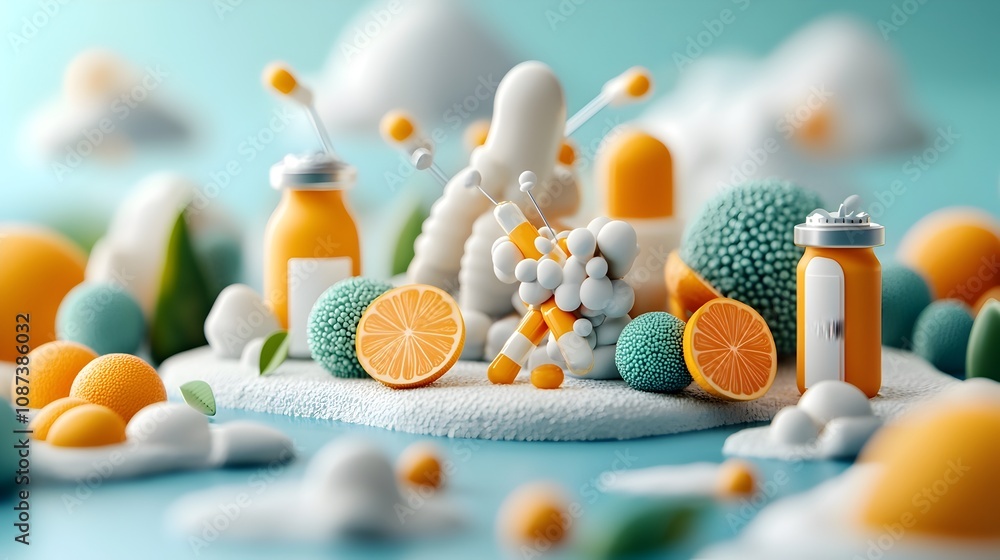 Poster a surreal and visionary 3d rendered that combines elements of fantasy science fiction and the insuli