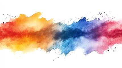 Obraz premium Abstract watercolor strokes in vibrant rainbow hues on a white background. A celebration of diversity, individuality, and inclusivity of the LGBTQ community.