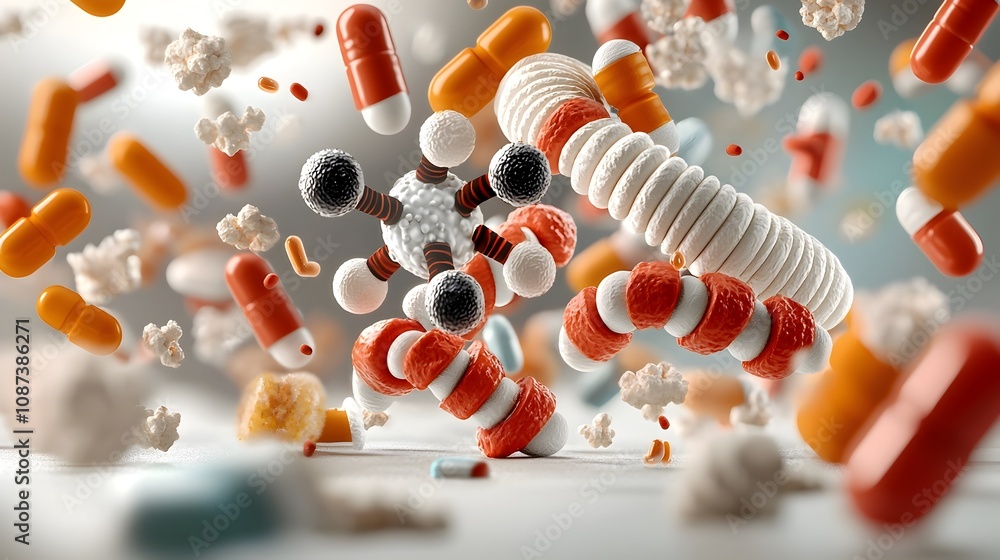 Aufkleber a surreal and visually striking 3d rendered depicting a fantastical composition combining elements o