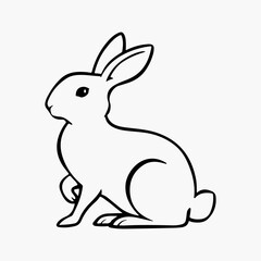 Hand-drawn bunny outline vector art illustration