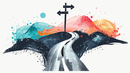 Choose Your Direction: Hand-drawn Vector Artwork with Mixed Media Elements