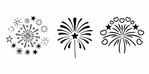 Happy New Year 2025 typography, festive fireworks, and Christmas vector design