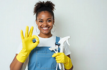 female cleaner, maid, cleaning service advertising photo