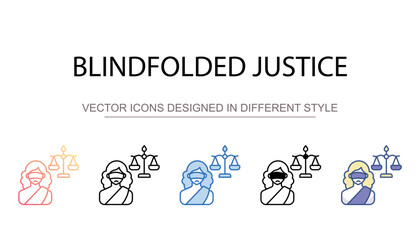 Blindfolded Justice icon design with white background stoc illustration