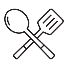 Chefs spoon and spatula line icon.