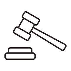 Gavel Symbolizing Justice and Law line icon.