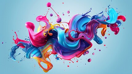 Obraz premium Abstract Colorful Paint Explosion Vibrant Swirls and Splashes of Color