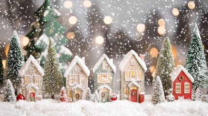 A magical snow Christmas scene with softly falling snowflakes, creating a picturesque winter landscape filled with holiday cheer