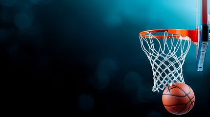 High-Energy Basketball Swishing Through Hoop on Court