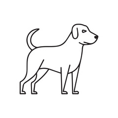 Minimalist Outline Vector of a Dog in Standing Pose
