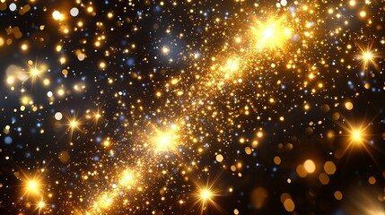 Obraz premium Golden Lights Sparkle In A Dark Night Sky