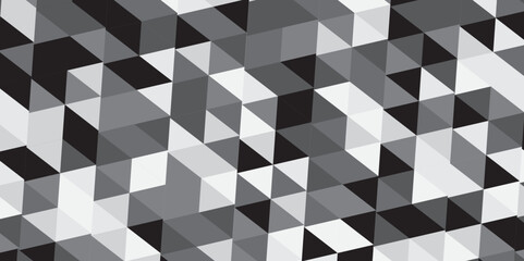 Seamless geometric pattern square shapes low polygon backdrop background. Abstract geometric wall tile and metal cube background triangle wallpaper. Black and white crystals backdrop.