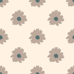 Seamless pattern with abstract flowers on a beige background