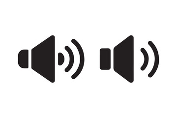 Speaker Volume Icons Set with Sound Waves in Black Vector Illustration