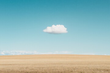 Fototapeta premium Serene Landscape: A Single Cloud Over Endless Fields