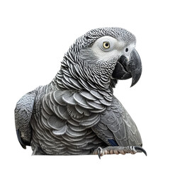  Lying African grey parrot isolated on white or transparent.png