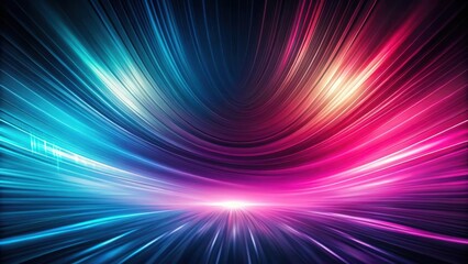 Fototapeta premium Abstract Background of Curved Lines and Glowing Light Rays in Blue, Pink and Yellow