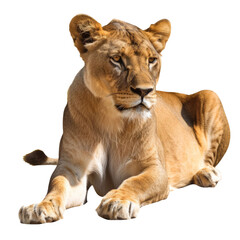 Lying african lioness isolated on white or transparent.png