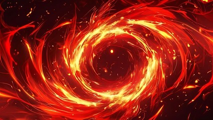 abstract red to yellow gradient spiral flame burning swirl background Ai generated 3d abstract background banner, poster , cover page