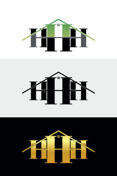 HHH three letter house logo for real estate, Initials HHH logo linked with Housing