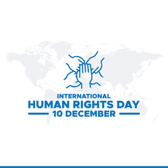 Human rights day is observed every year on December 10. Vector illustration on the theme of international human rights day. Template for banner, greeting card, poster with background.