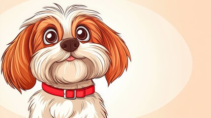 Naklejka premium Playful shih tzu dog illustration cute pet art digital design friendly environment whimsical concept
