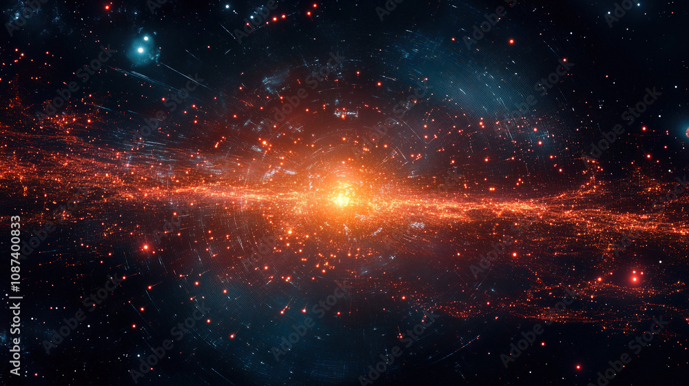 Poster stellar explosion in deep space reveals vibrant cosmic colors and intricate dust patterns at the hea