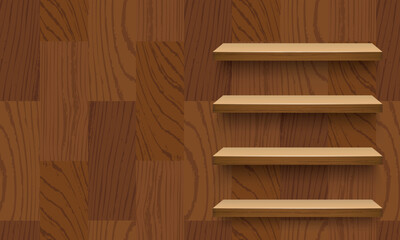 Wooden Wall Shelves with Brown Texture