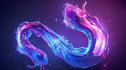 Abstract Swirling Liquid Vibrant Blue and Pink Fluid Dynamics
