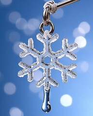 Fototapeta premium Sparkling Snowflake Ornament Winter Frost Ice Crystal Water Drop Holiday Decoration