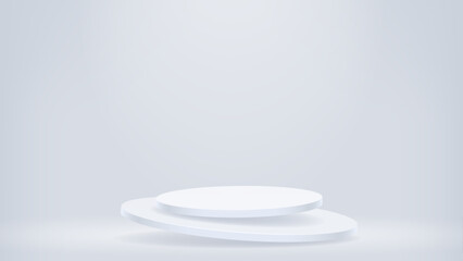 Two light grey levitating podiums for product presentation