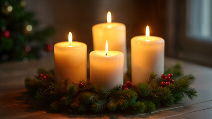 A Stunning and Modern Advent Wreath Featuring Unique Stainless Steel Tubes as Chic Candles in a Cozy Environment
