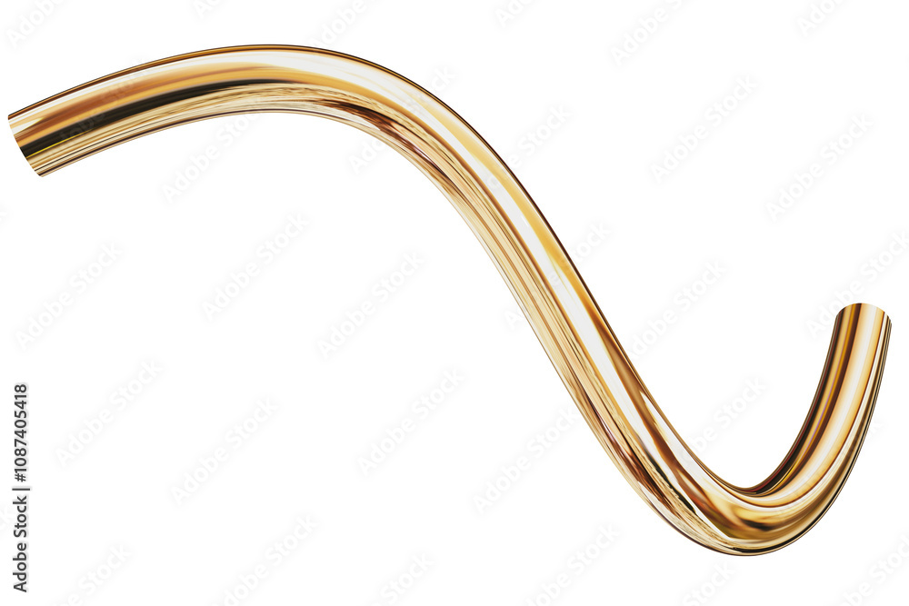Poster 3d gold metallic abstract shape objects, 3d rendering chrome gradient shape design element, futurist