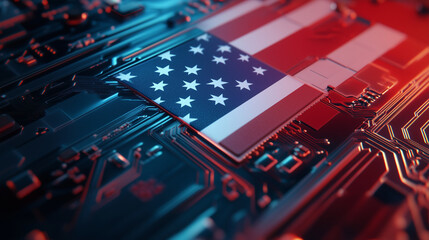 Digital transformation of technology in america graphic illustration futuristic environment high-contrast perspective