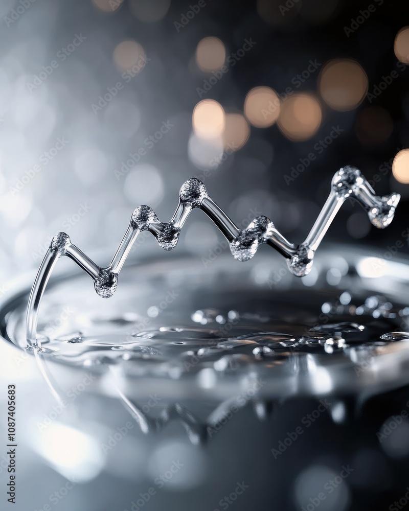 Aufkleber a dynamic water droplet forms a rising chart-like pattern against a blurred background.