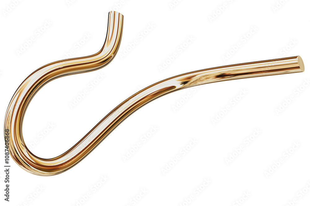 Poster 3d gold metallic abstract shape objects, 3d rendering chrome gradient shape design element, futurist