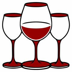 Wine clip art design on plain white transparent isolated background for card, shirt, hoodie, sweatshirt, apparel, tag, mug, icon, poster or badge
